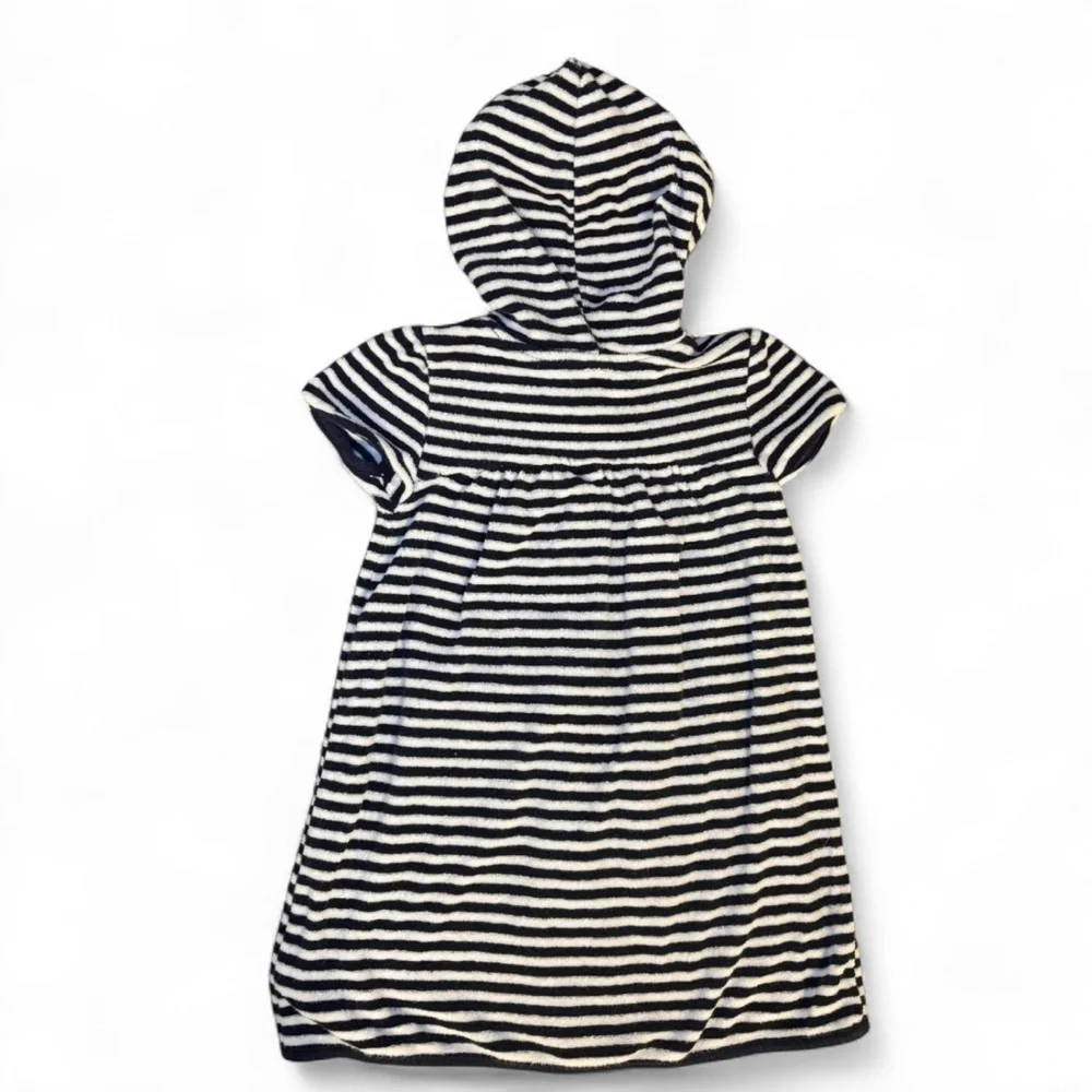 Old Navy 2T Unisex Striped Terry Cloth Coverup Beach Pool Navy & White Hooded